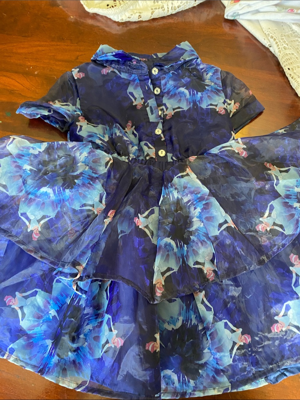 Disney Navy and Blue Floral Tiered Party Dress